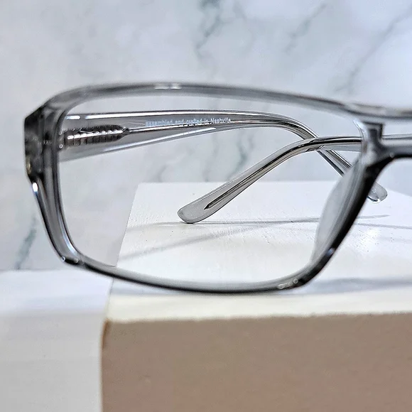 Made USA Rx'able eyeglass frame gray crystal glasses full rim men NEW 58-15-140 - Picture 2 of 5
